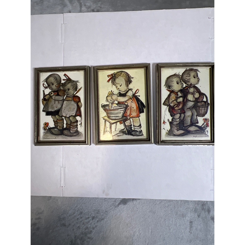 Vintage Hummel Mini Framed Prints Set of 3 Children Wall Art Mid Century Nursery